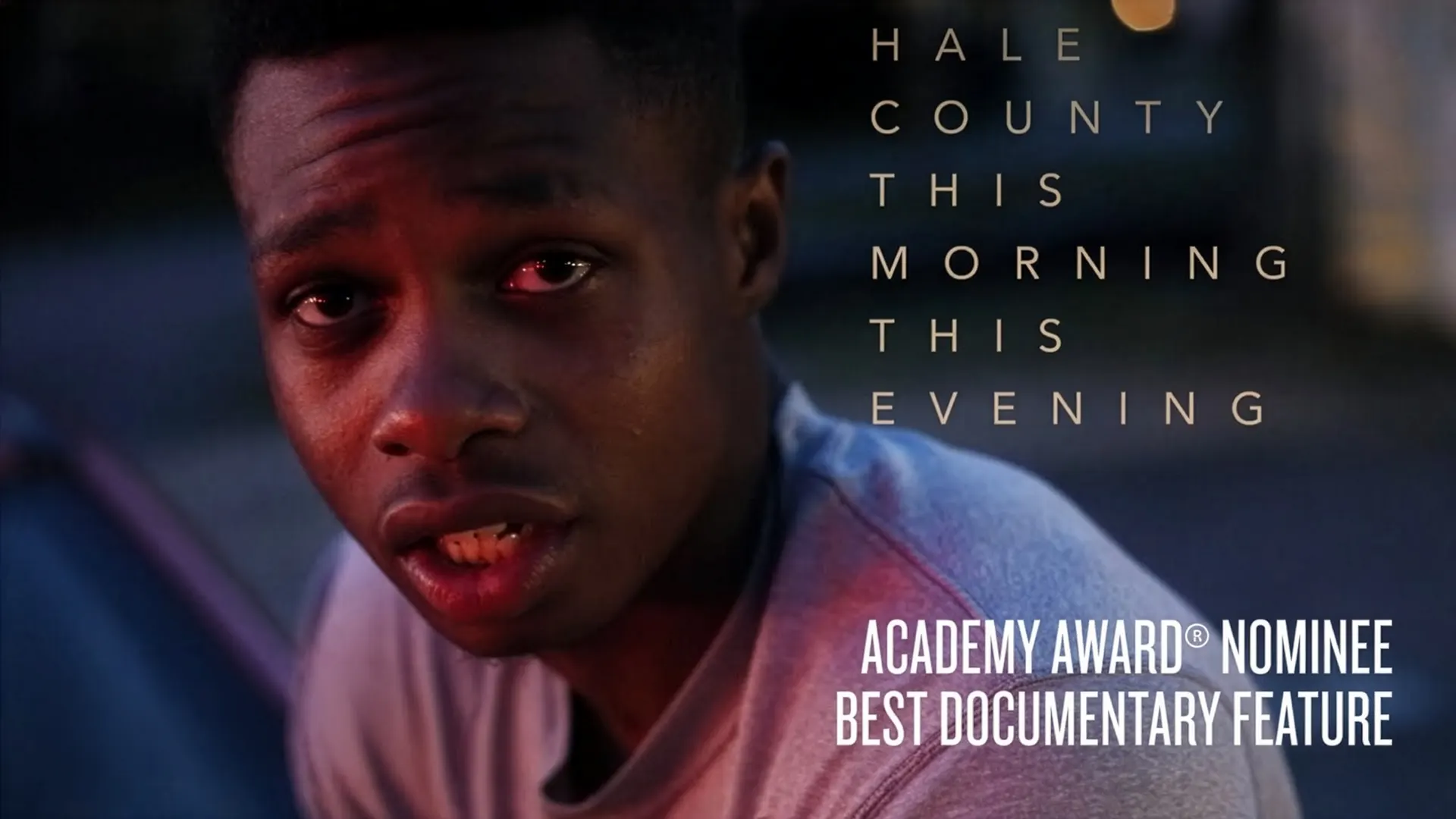Hale County This Morning, This Evening — trailer card: Quincy at dusk, Academy Award nominee for Best Documentary Feature